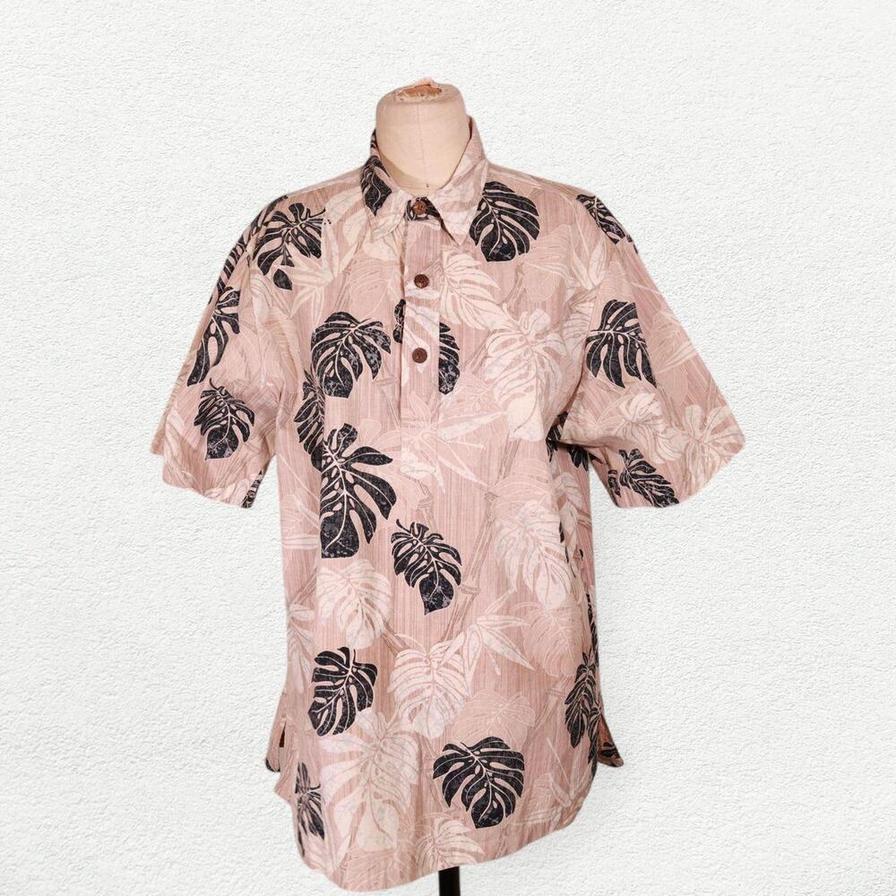 Bishop St. Apparel Tropical Print Shirt in Grey Tan & Blue